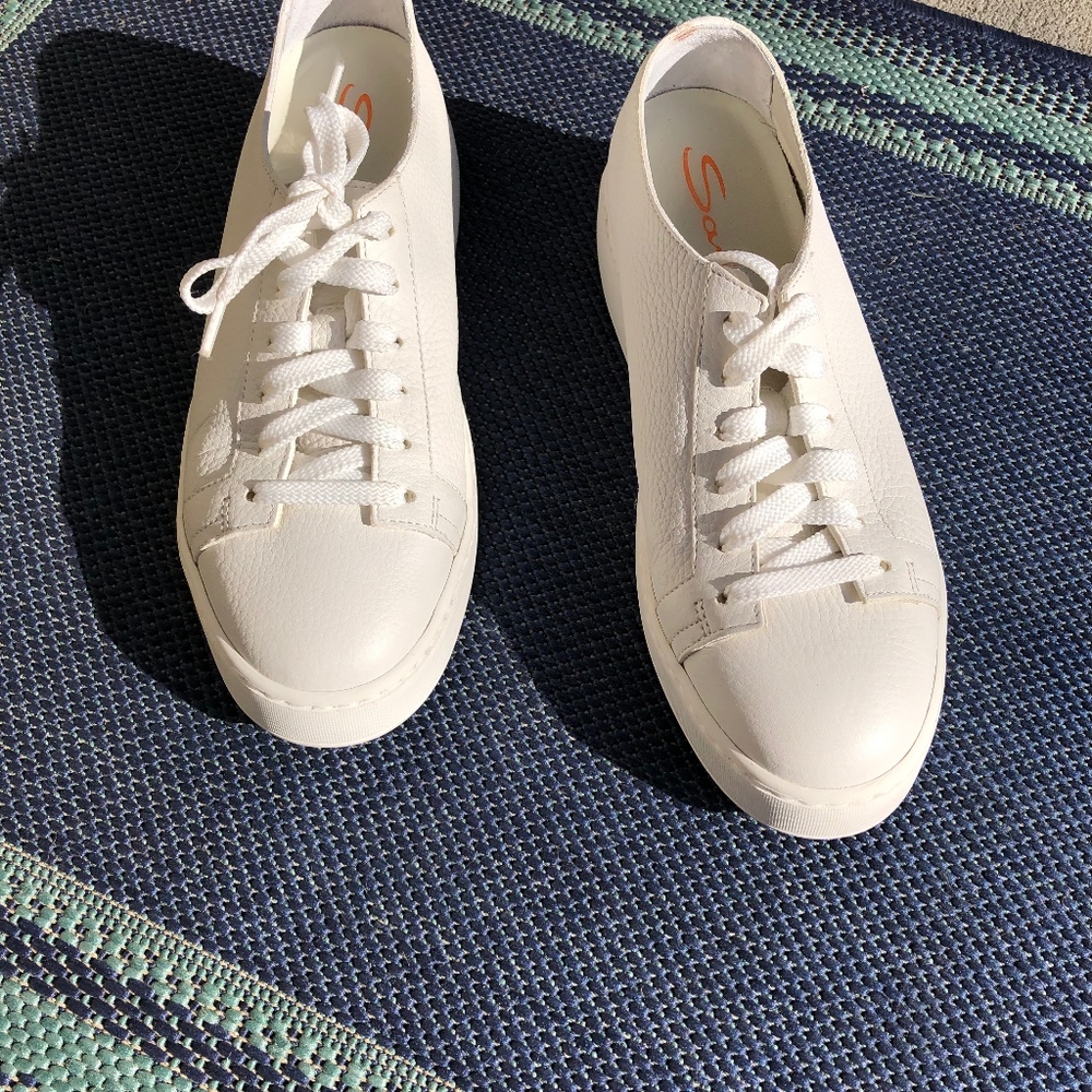Santoni White Leather Sneakers